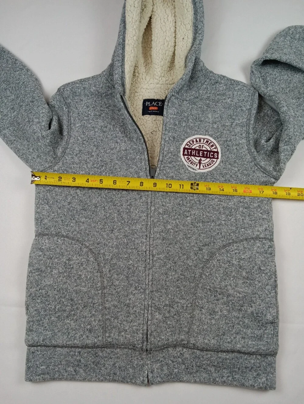 The Children's Place Gray Sherpa Lined Zip Hoodie Youth Size 10/12